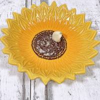 Keramikreibe Knoblauch- Ingwerreibe Dippschälchen Sonnenblume handgefertigt Bild 2