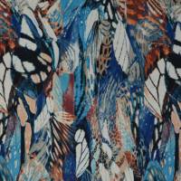 Viskose-Jersey mit Federn Flügel blau und marsalarot 50 x 145 cm Nähen Stoff Bild 3