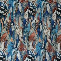 Viskose-Jersey mit Federn Flügel blau und marsalarot 50 x 145 cm Nähen Stoff Bild 6