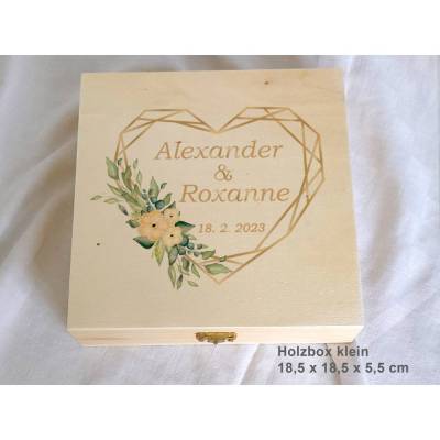 Erinnerungsbox aus Holz Hochzeit Geometric Heart