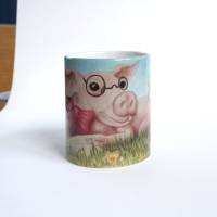 Süße Unikate Keramik Tasse mit Glücks-Schweinchen für Leseratten, Ein  ganz besondere Einzelstück Bild 1