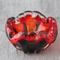 rote Vintage Glasschale Aschenbecher Bild 2