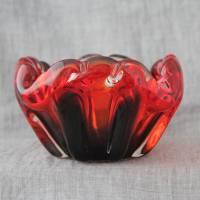 rote Vintage Glasschale Aschenbecher Bild 3