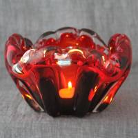 rote Vintage Glasschale Aschenbecher Bild 6