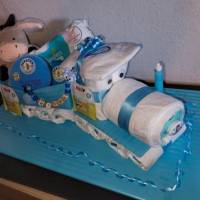 Windeltorte Eisenbahn Zug Junge Baby Windelgeschenk Geburt Taufe Mitbringsel Bild 3