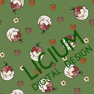 Endlosmuster für Stoffe - Patterndesign - Nahtlosmuster -digitale Datei -Küken aus dem Ei- Farbe  007  png