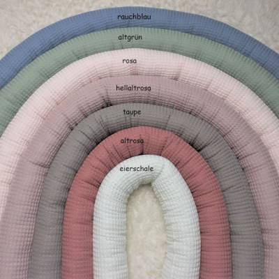 Baby Stubenwagenschlange Nestchen Baumwolle Waffelpique Uni verschiedene Längen