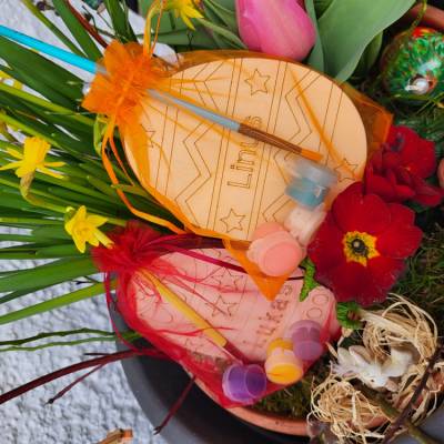 Malset Osterei, Giveaway, Kinder Malset, Ostereier, personalisiert m. Namen, Acryl Set, Osterpaket, Pinsel, Acryl, Ei