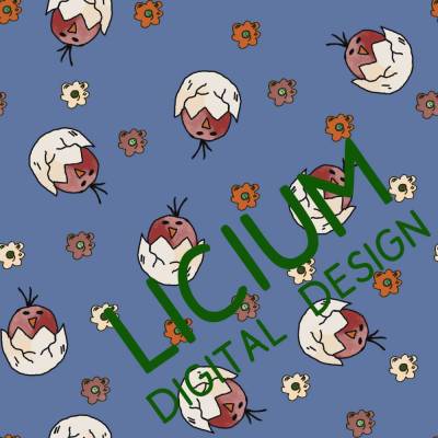 Endlosmuster für Stoffe - Patterndesign - Nahtlosmuster -digitale Datei -Küken aus dem Ei- Farbe  008  png