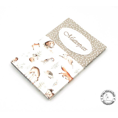 Mutterpasshülle * Waldtiere * Fuchs * Reh * Hase * Bär * Eule * Wunschtext