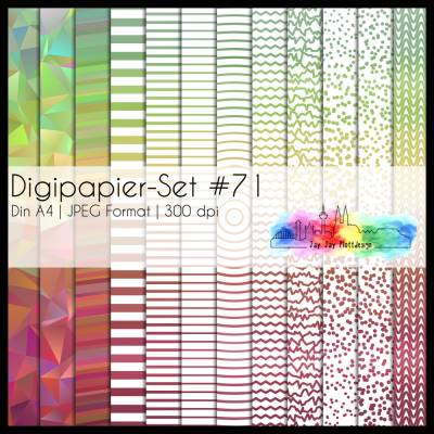 Digipapier Set #71 (grün, gelb und rot) abstrakte & geometrische Formen  zum ausdrucken, plotten & mehr