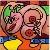 Klausewitz Original Acrylgemälde Leinwand Keilrahmen Picasso Style Erotic Art 8 - 20 x 20 cm Bild 1