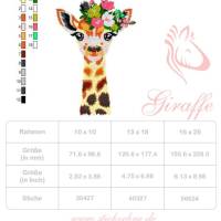Giraffe mit Blumen, Boho Stil, Zauberhafte Stickdatei von Stickzebra Bild 5