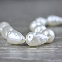 10 ABS-Kunststoff Nachahmung Perlen Tropfen eingedellt Struktur creme weiß DIY Bild 1