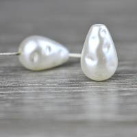 10 ABS-Kunststoff Nachahmung Perlen Tropfen eingedellt Struktur creme weiß DIY Bild 2