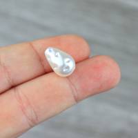 10 ABS-Kunststoff Nachahmung Perlen Tropfen eingedellt Struktur creme weiß DIY Bild 3