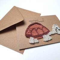 Grusskarte mit Schildkröte, Glückwunschkarte Geburtstagskarte handgemacht Bild 4