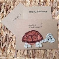 Grusskarte mit Schildkröte, Glückwunschkarte Geburtstagskarte handgemacht Bild 6