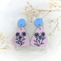 Pastellfarben leichte Ohrstecker, minimalistische Ohrringe für Sommerkleid, rosa, blau, handbemalte Ohrringe, Geshenk Bild 2