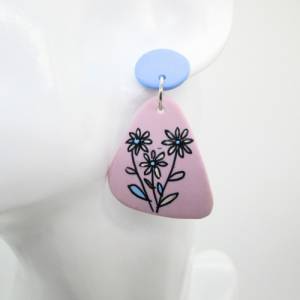 Pastellfarben leichte Ohrstecker, minimalistische Ohrringe für Sommerkleid, rosa, blau, handbemalte Ohrringe, Geshenk Bild 4