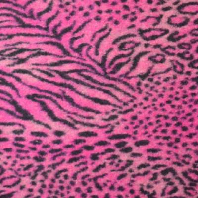 Wollstoff pink mit Leomuster Tigerstreifen Animalprint 50 x  cm