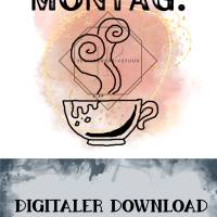 Illustration "Montag."  Digitaler Download png für Sublimation 300dpi DIY Datei Aquarell pink gold Bild 2