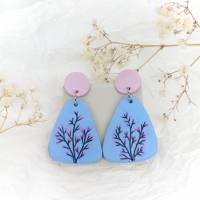 Blaue Ohrstecker, Pastell Sommer Blumen Ohrringe, Geschenk für Sie, Geschenk für Tochter,Geschenk für Mama, Botanischen Bild 1