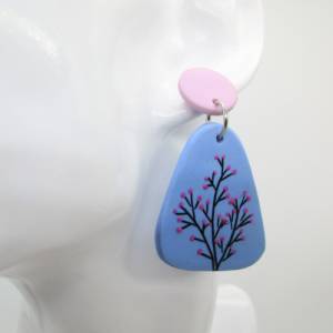 Blaue Ohrstecker, Pastell Sommer Blumen Ohrringe, Geschenk für Sie, Geschenk für Tochter,Geschenk für Mama, Botanischen Bild 3