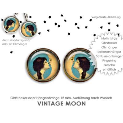 Ohrringe Mond vintage Ohrstecker Hängeohrringe Brisuren Ohrschmuck Cabochonohrring Bilderohrringe Ohrhänger mit Cabochon