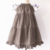 Sommerkleid mit Stickerei, braun weiß, 104 110, Leinen Baumwolle, Upcycling Bild 5