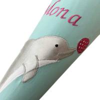 Schultüte Delfin, große Zuckertüte aus Stoff mit Namen bestickt für Mädchen & Jungen Bild 4