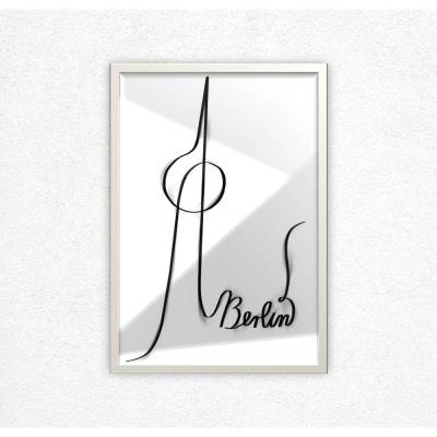 Minimalistisches Lineart Poster Berlin City Fernsehturm | Download Datei zum Ausdrucken | abstrakte Linienzeichnung