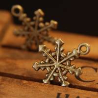 8 Anhänger Charm Schmuck DIY Basteln Schneeflocke Winter Weihnachten 17mm bronze Bild 1