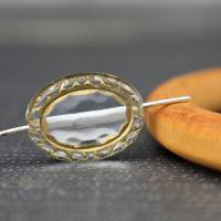 6 Acryl Perlen Deko transparent gold Schmuck DIY Basteln oval Muster Spirale Bild 2
