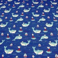 Baumwolljersey Wale, Segelschiffe, Anker, Möven auf jeansblau maritimer Jersey Kinderstoffe Meterware Stoffe Jer Bild 3