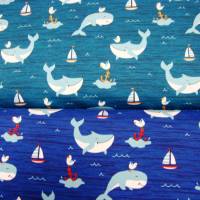 Baumwolljersey Wale, Segelschiffe, Anker, Möven auf jeansblau maritimer Jersey Kinderstoffe Meterware Stoffe Jer Bild 6