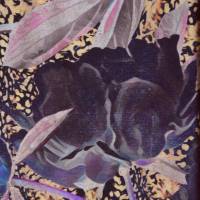 Jersey mit schwarzen Tulpen Vintage 50 x 150 cm Nähen Stoff Bild 5