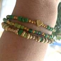 3er-Set flexible Armbänder, mit modischen Details, grün, goldfarben Bild 1