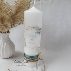 Hochzeitskerze Kerze geometric floral modern - Personalisiert Bild 1