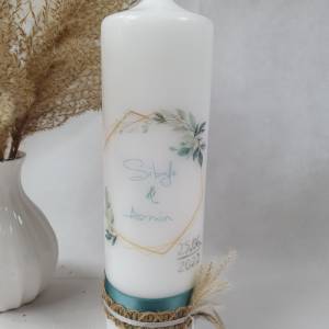 Hochzeitskerze Kerze geometric floral modern - Personalisiert Bild 2