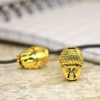 10  Perlen Spacer Zwischenteil Buddha Kopf Schmuck DIY Basteln goldfarbend 12x7mm Bild 1