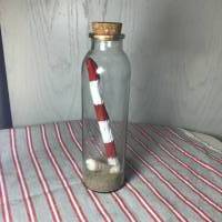 Flaschenpost, Leuchtturm in der Flasche, Leuchtturm, rot, weiß, Küstendeko Bild 7