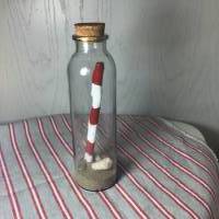 Flaschenpost, Leuchtturm in der Flasche, Leuchtturm, rot, weiß, Küstendeko Bild 8