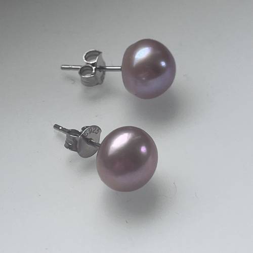 Ohrringe Perlenohrringe 9 mm malve Paar solide Ohrstecker echte Perlen