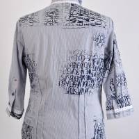 Damen Freizeit Hemd Abstrakt gemustert in Weiß/Blau Bild 3