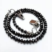 Serviettenkette anthrazit schwarz aus Glas Perlen praktische Perlenkette Schmuck UNIKAT handgemacht Oma Opa Senioren Bild 1