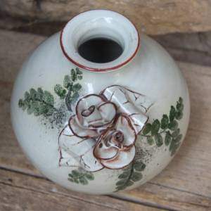 Vintage Vase Kugelvase Keramik Rosen Handgetöpfert Handbemalt 90er Jahre Bild 2