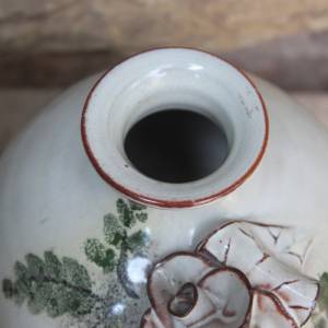 Vintage Vase Kugelvase Keramik Rosen Handgetöpfert Handbemalt 90er Jahre Bild 4