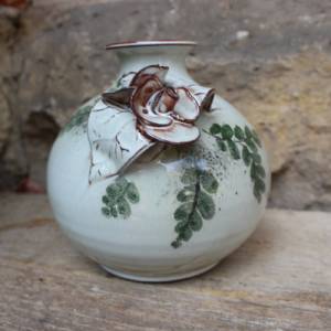 Vintage Vase Kugelvase Keramik Rosen Handgetöpfert Handbemalt 90er Jahre Bild 5