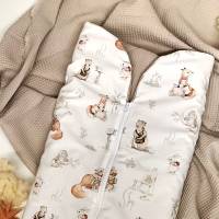 Baby Einschlagdecke mit Schurwolle - Schlafsack - Kinderwagendecke - Puckdecke - Krabbeldecke - Krabbelmatte - 2 in 1 Bild 1